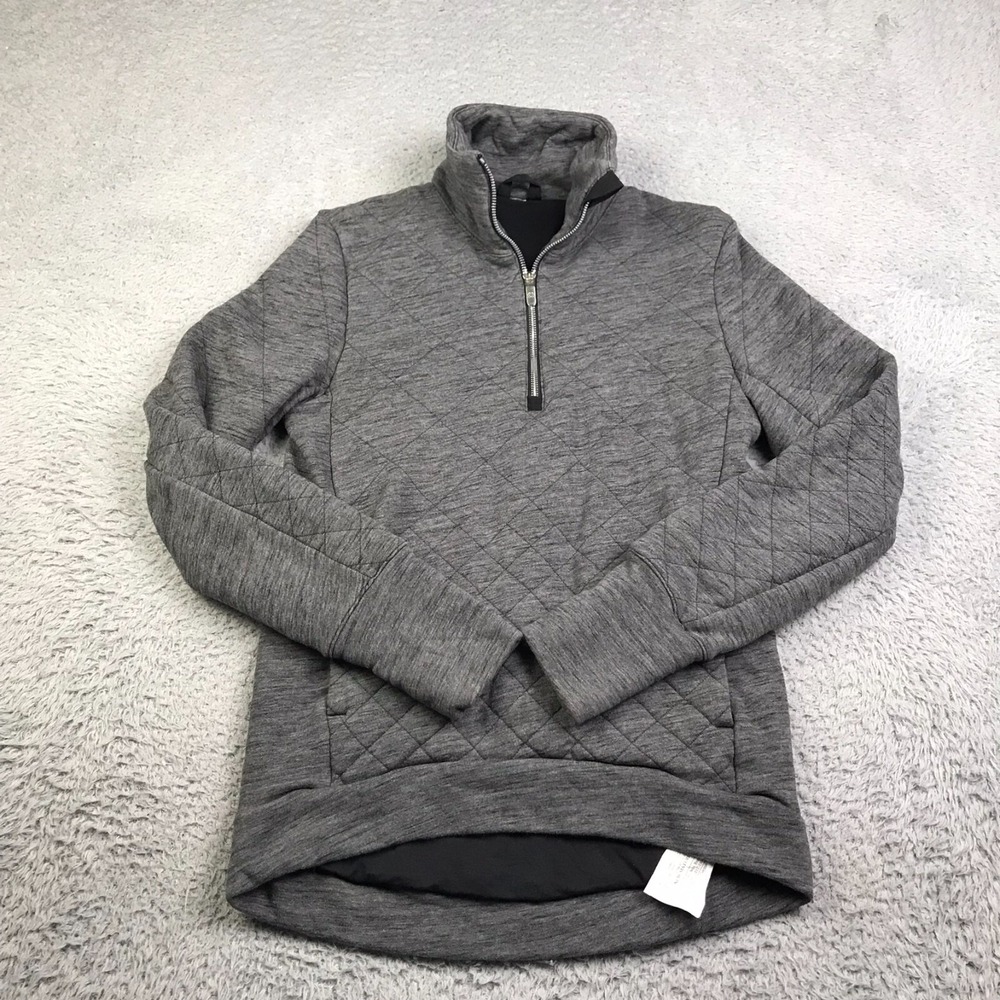 Lululemon Forever Warm‎ Quilted Pullover Womens 2 Heather Gray 1/4 Zip Sweater